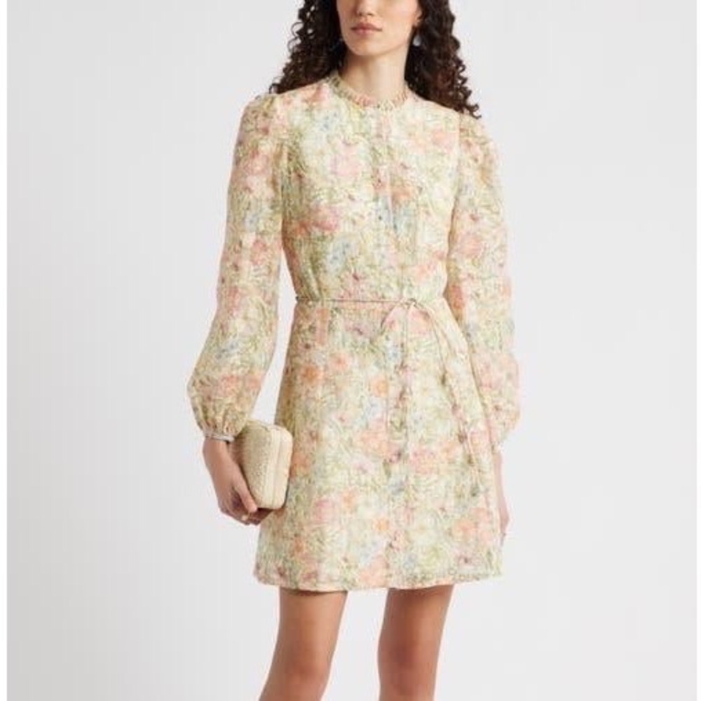 Chelsea28 Floral Mini Dress S Cottagecore Embroidered Ruffle Coquette Romantic